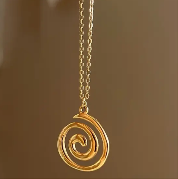 Tiny Gold Spiral Pendant Necklace – 18K Gold Plated Stainless Steel