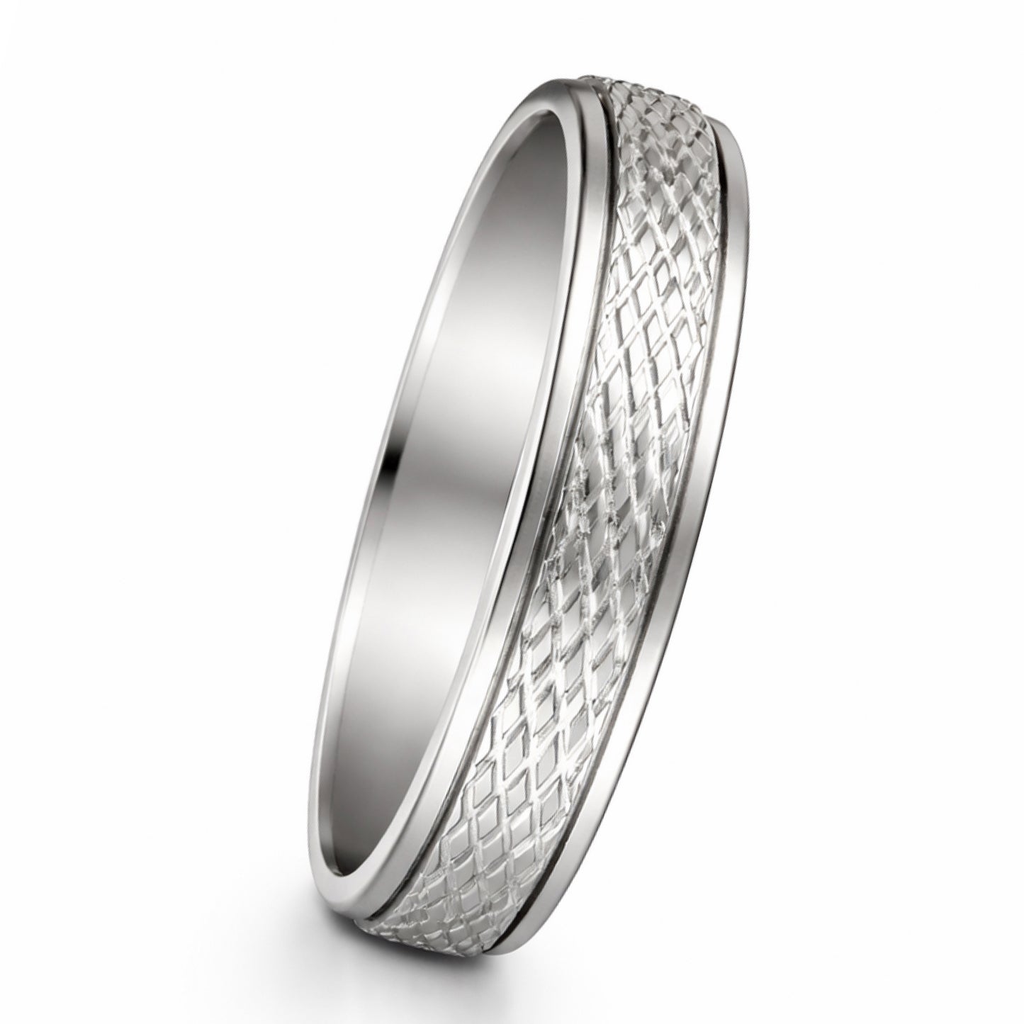 Stainless Steel Spinner Ring Diamond Cut Band