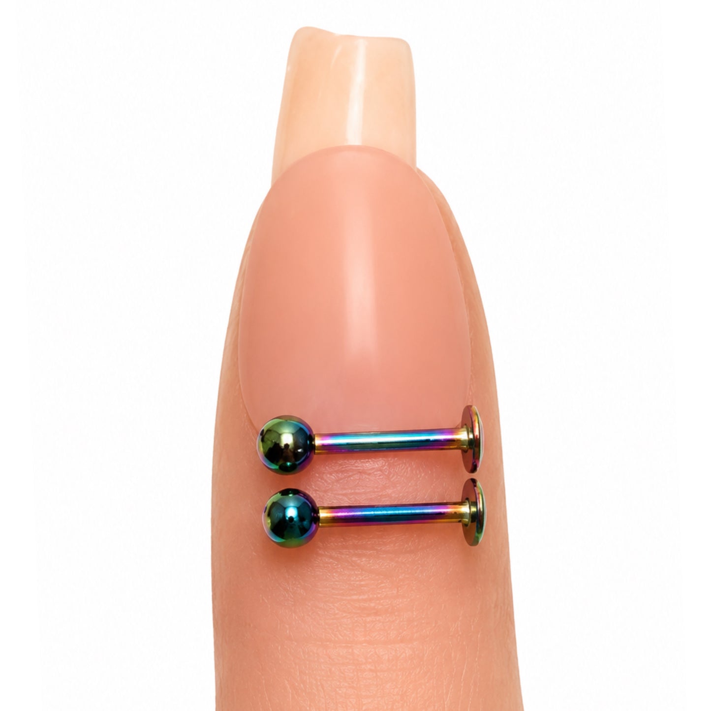 Rainbow CZ Flat Back Stud Earrings 16G 3mm