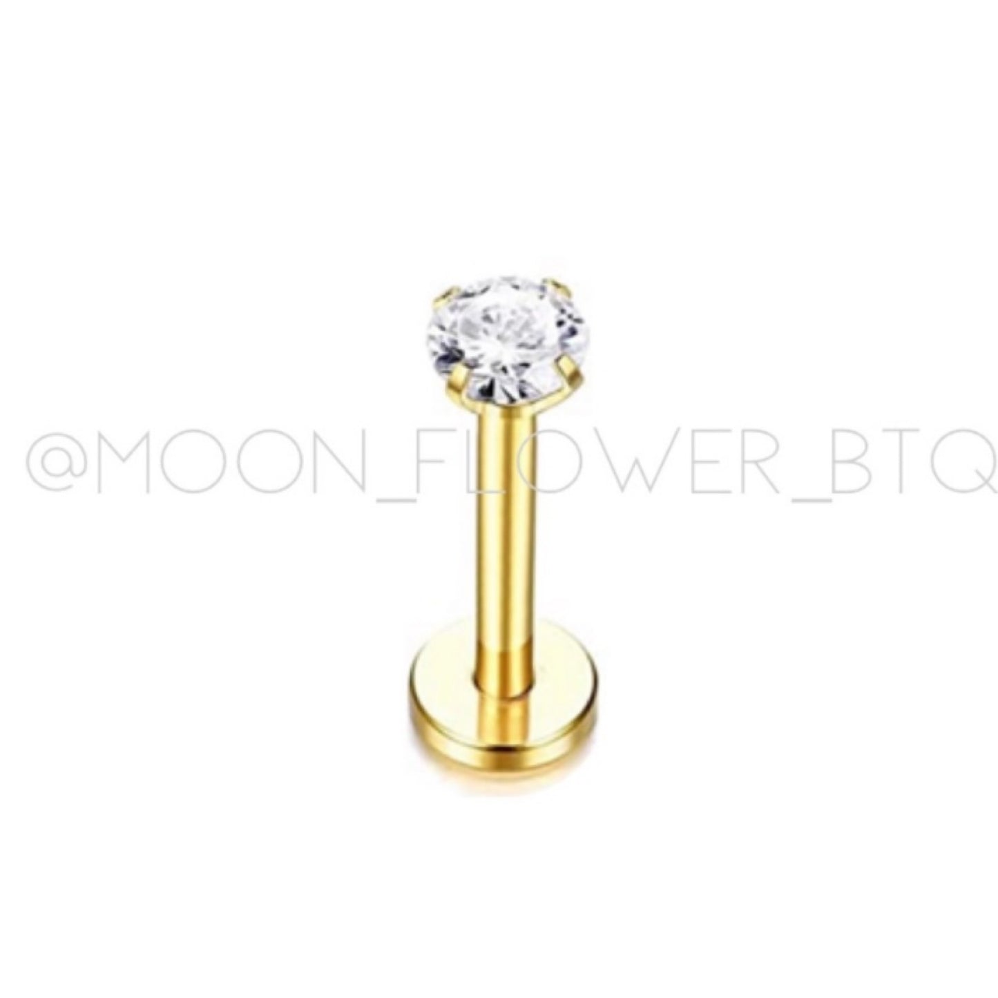 Gold CZ Flat Back Stud