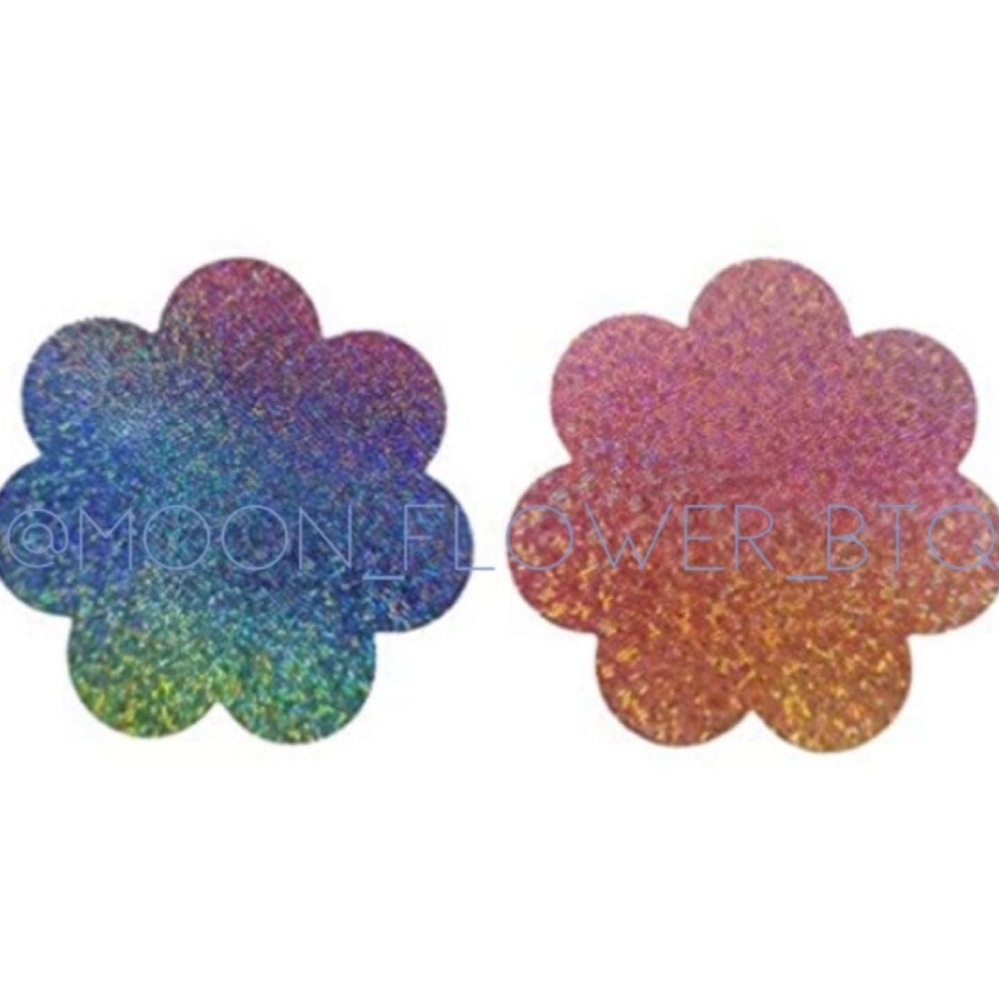 Rainbow Holographic Flower Nipple Pasties | Iridescent Glitter Festival Rave Wear