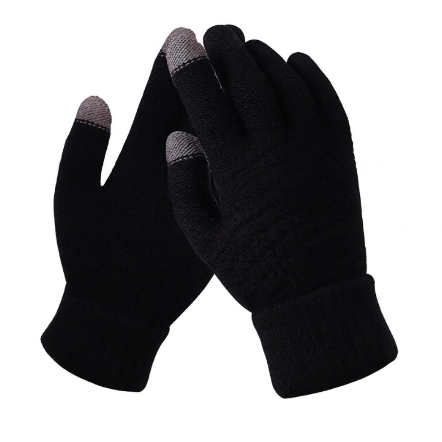 Black Touchscreen Knit Winter Gloves – Thermal Warm Unisex