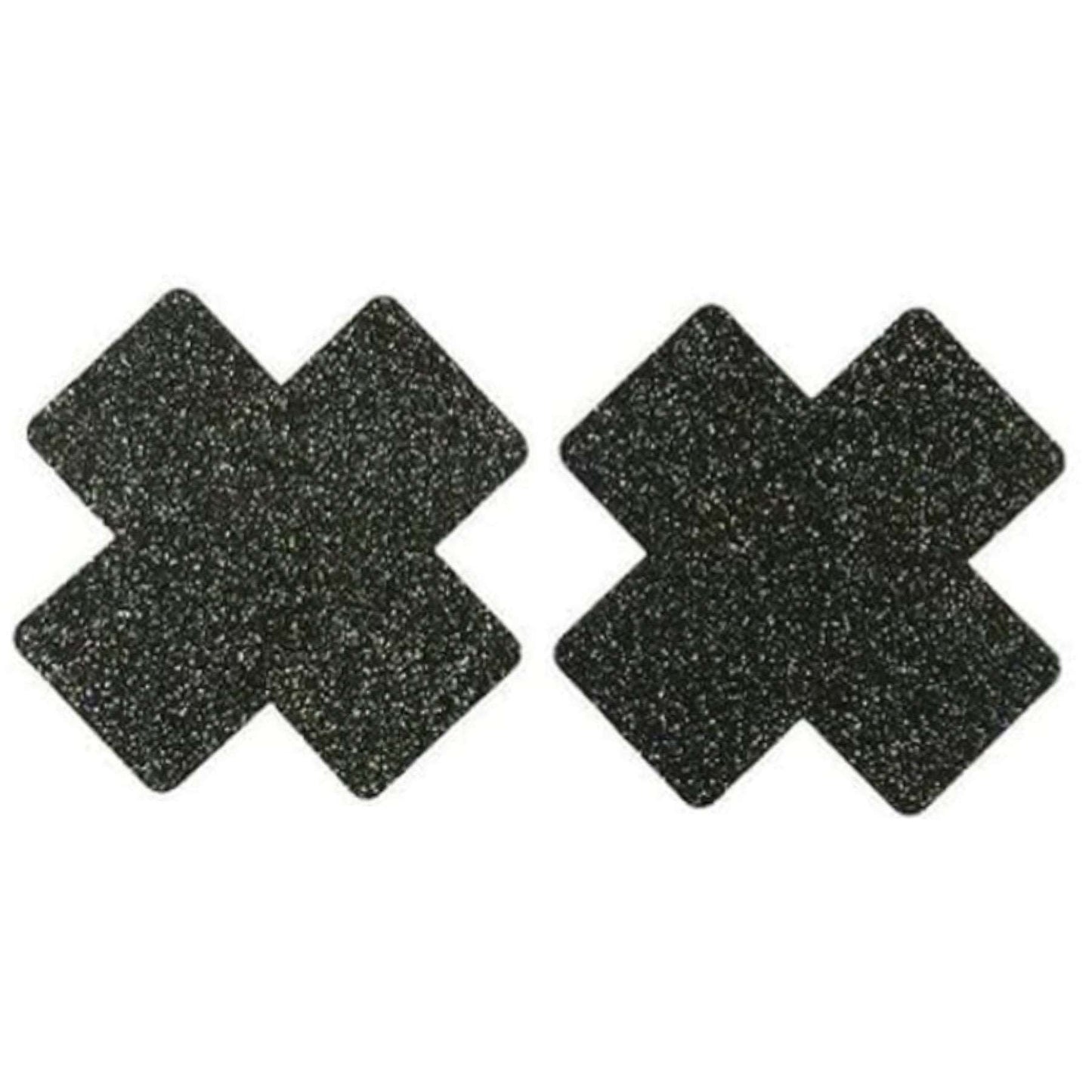 Black Glitter X Shaped Breast Petal Pasties