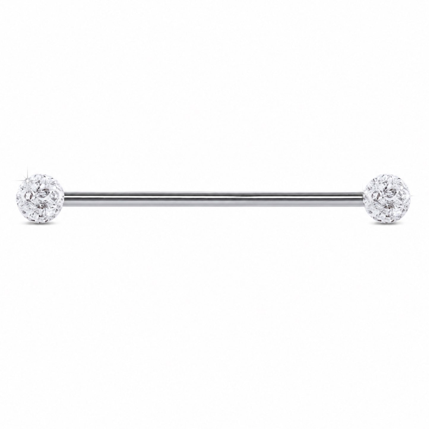 Stainless Steel Crystal Ball Industrial Barbell Earring
