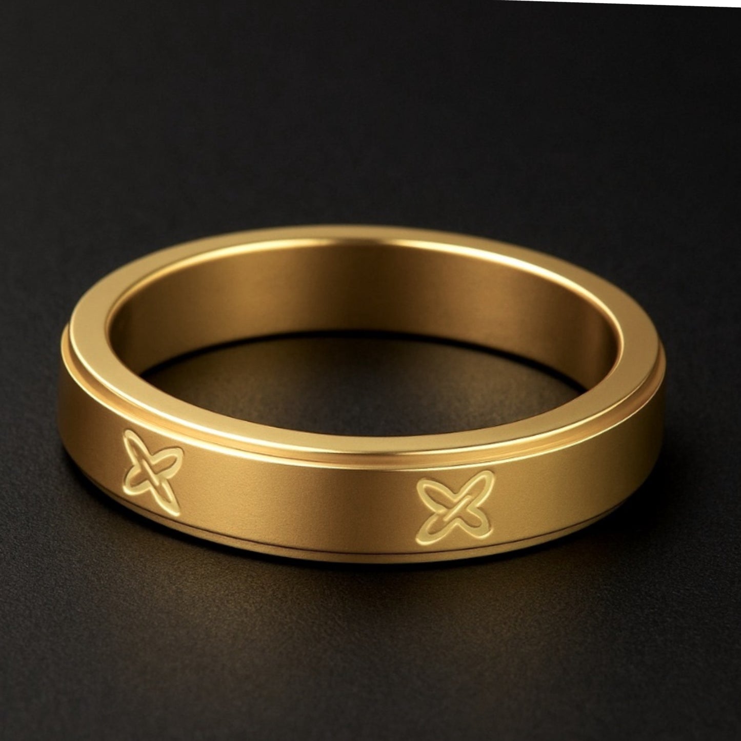 18K Gold Stainless Steel Butterfly Spinner Ring Anxiety Fidget Band