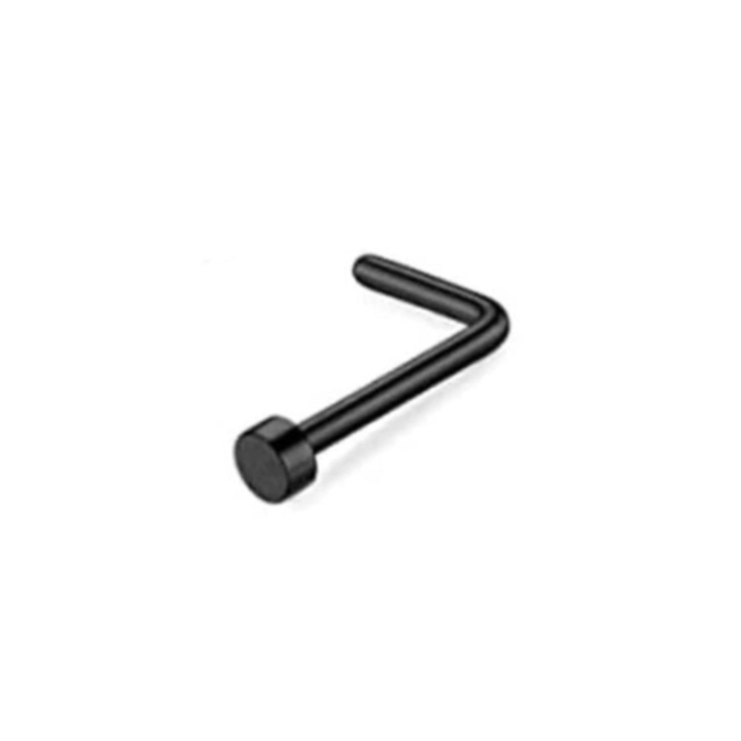 Black Stainless Steel Nail Head L-Shaped Nose Ring • 20G Nose Stud