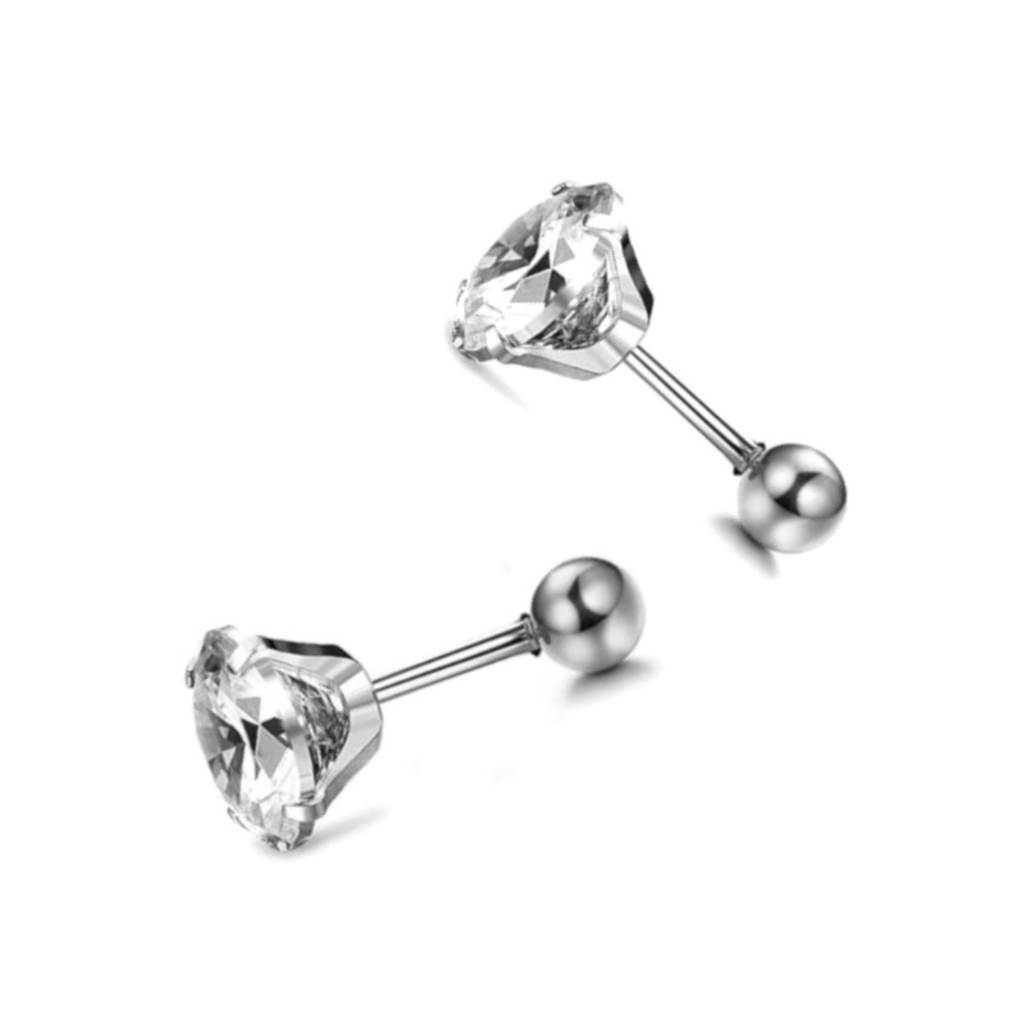6mm CZ Barbell Earrings | Stainless Steel Hypoallergenic