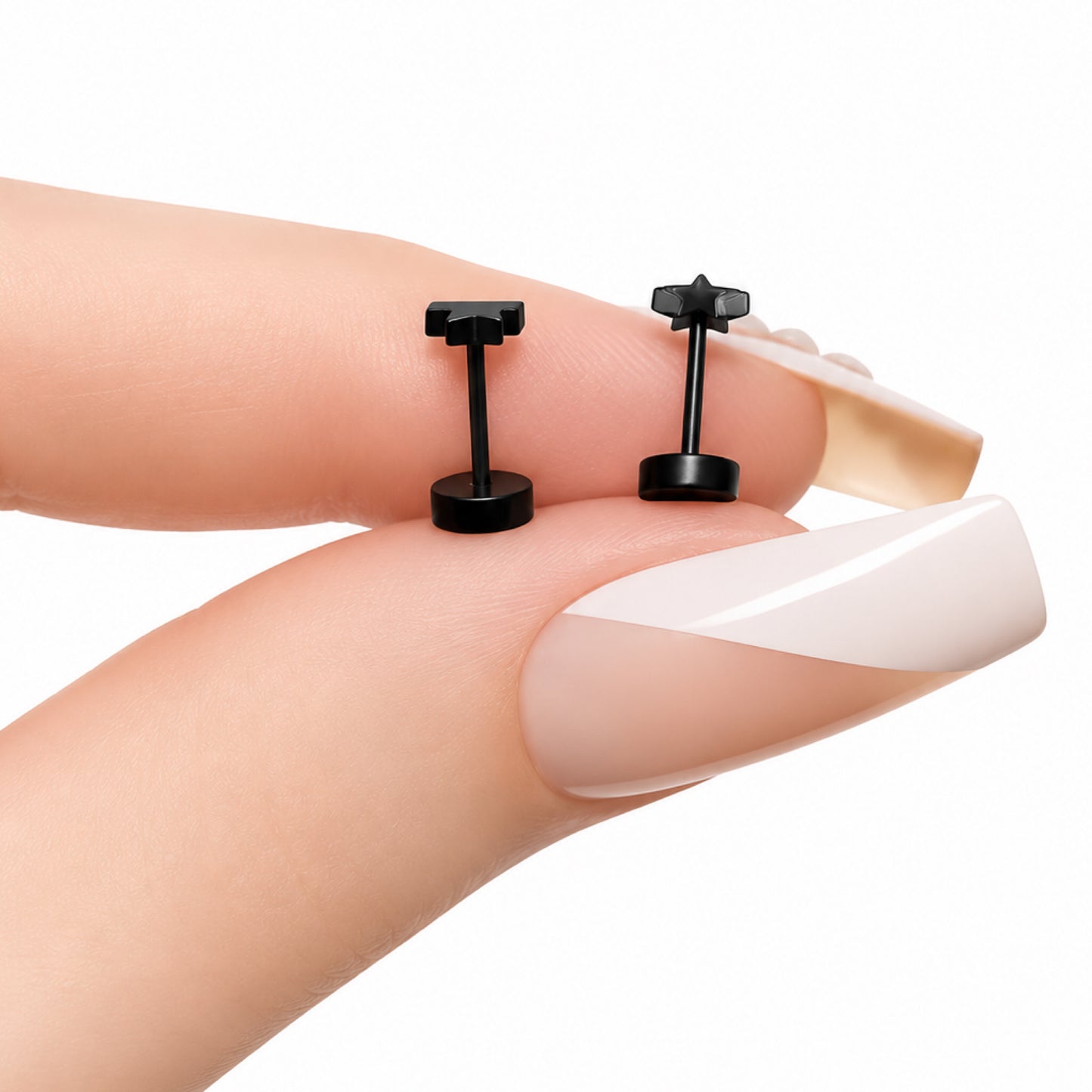 Tiny Black Star Flat Back Stud Earrings