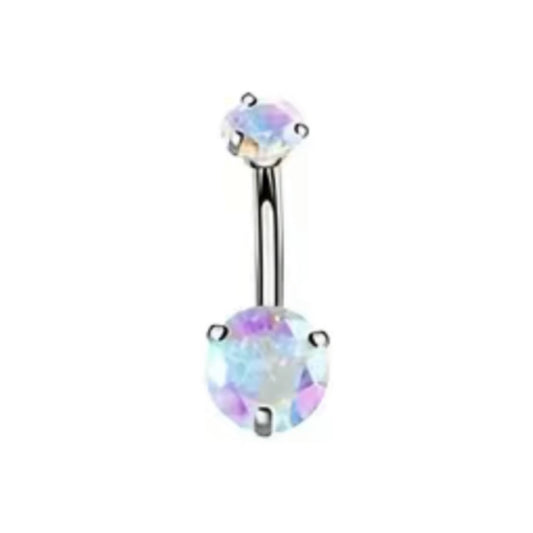 Double Iridescent CZ Navel Belly Button Ring