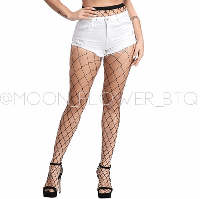 Sexy High Waist Fishnet Stockings Black