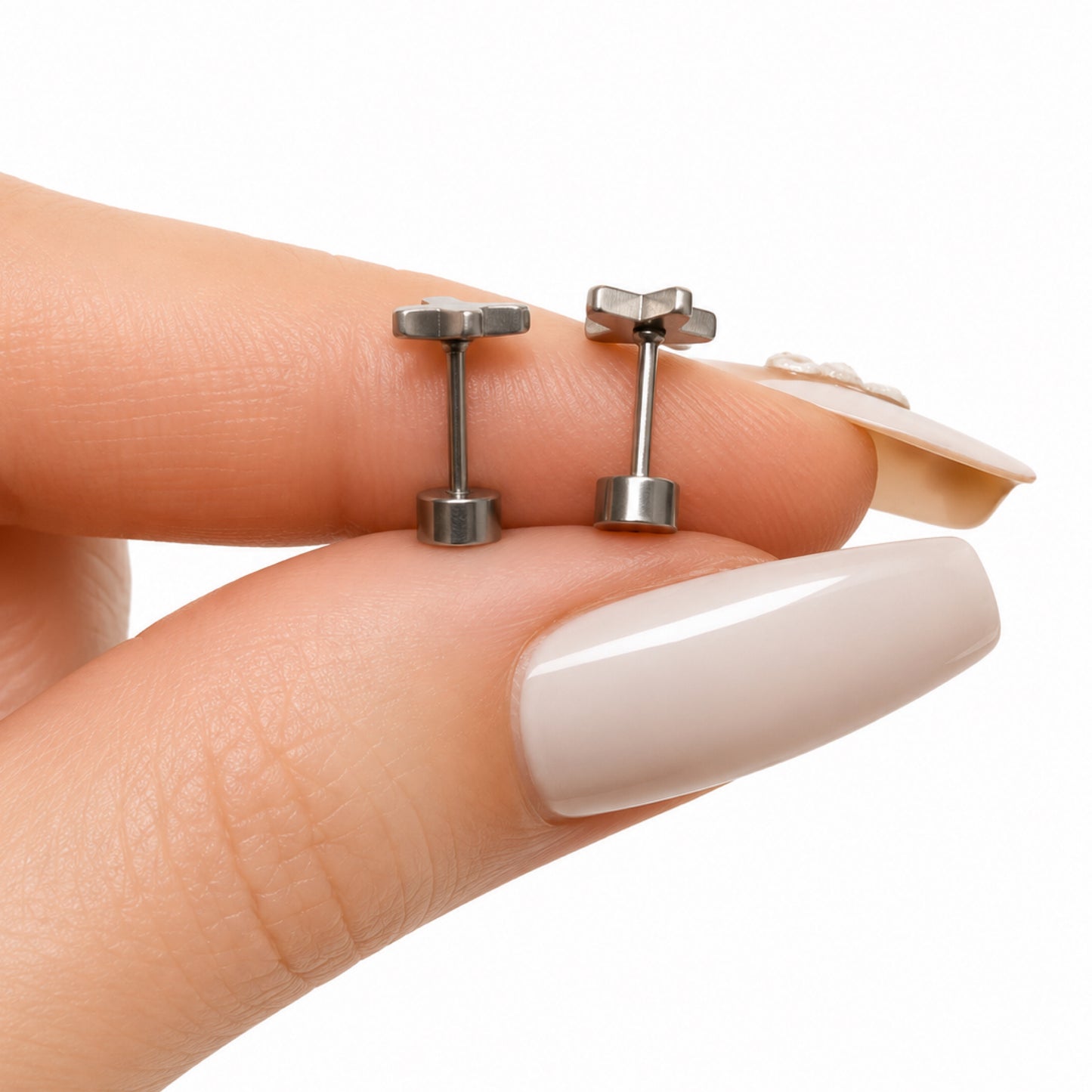 Stainless Steel X Cross Flat Back Stud Earrings