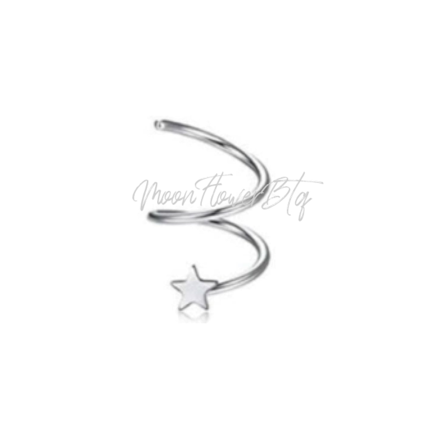 Silver Star Helix Cuff Wrap Cartilage Earring 16G