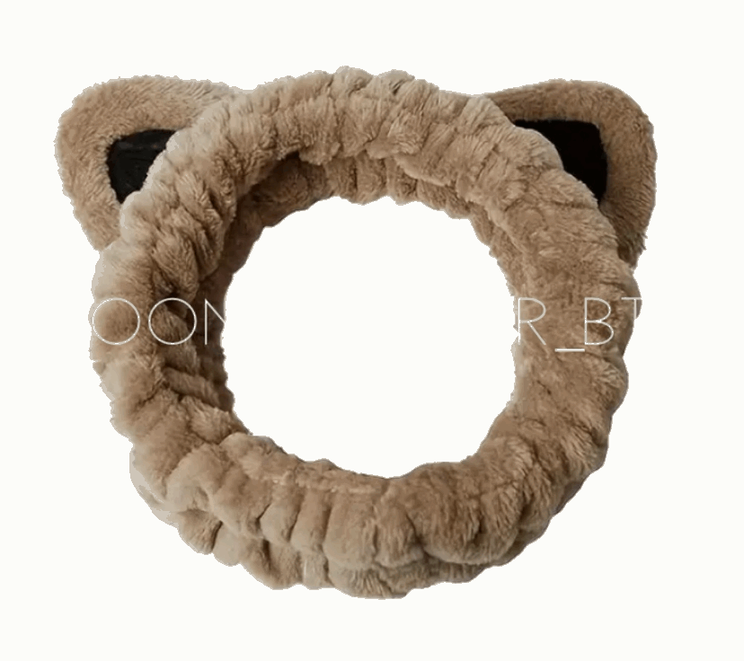 Brown Kitty Cat Plush Microfiber Facial Spa Headband