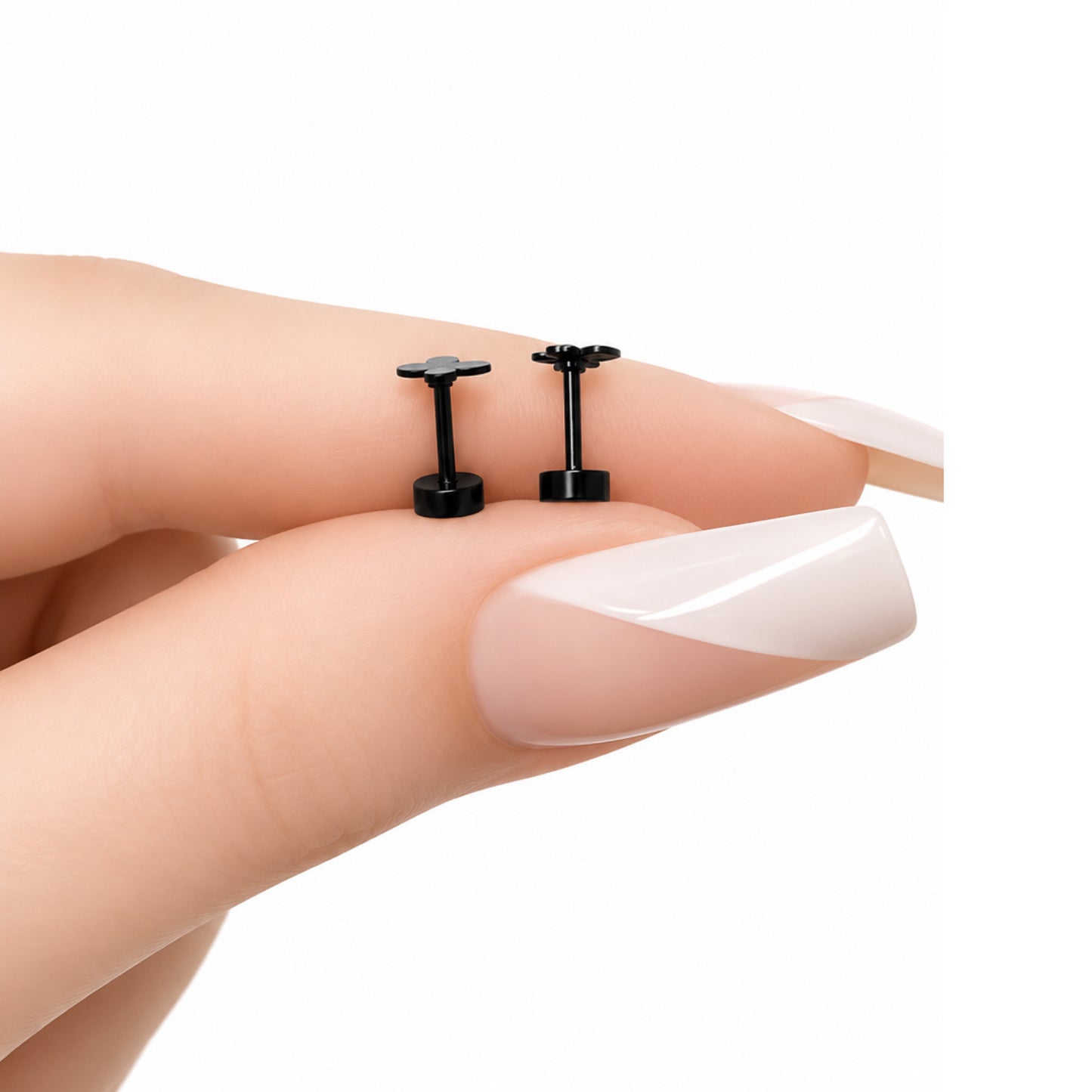 Tiny Black Butterfly Flat Back Stud Earrings