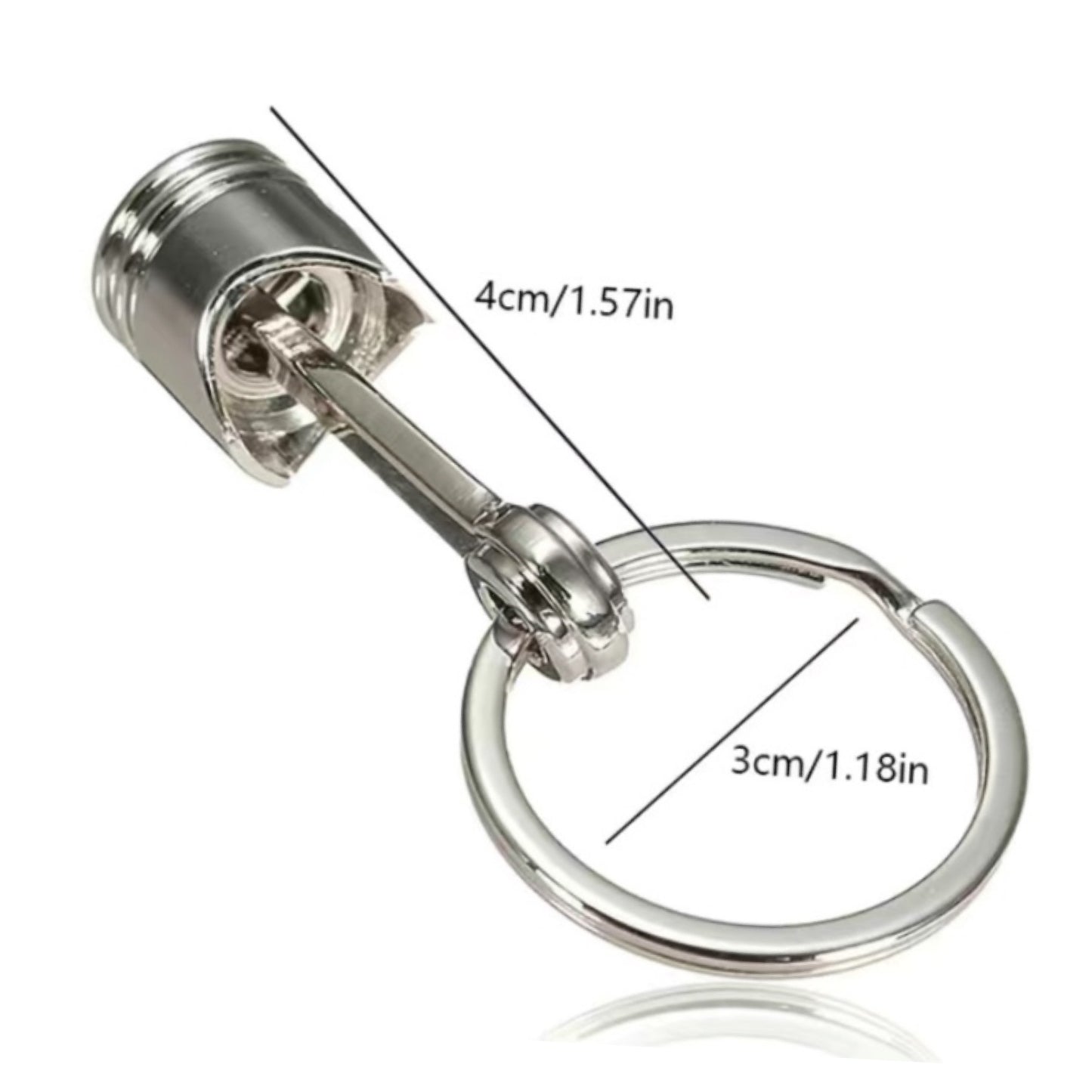 Silver Car Engine Piston Keychain – Miniature Metal Auto Accessory for Car Enthusiasts