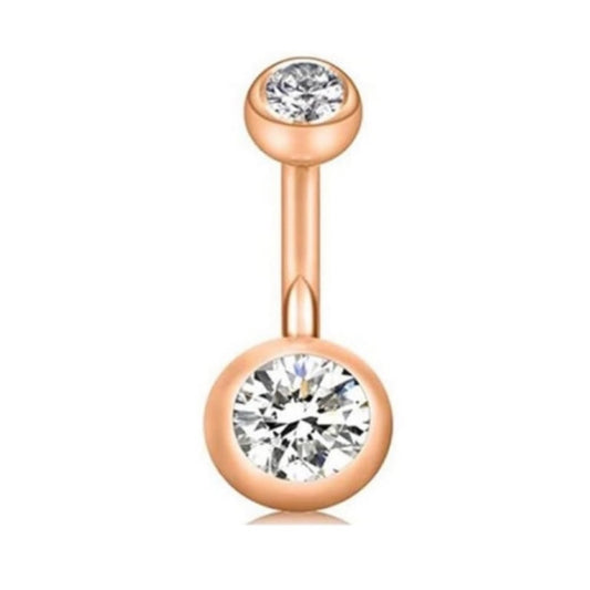 Rose Gold CZ Navel Belly Button Ring