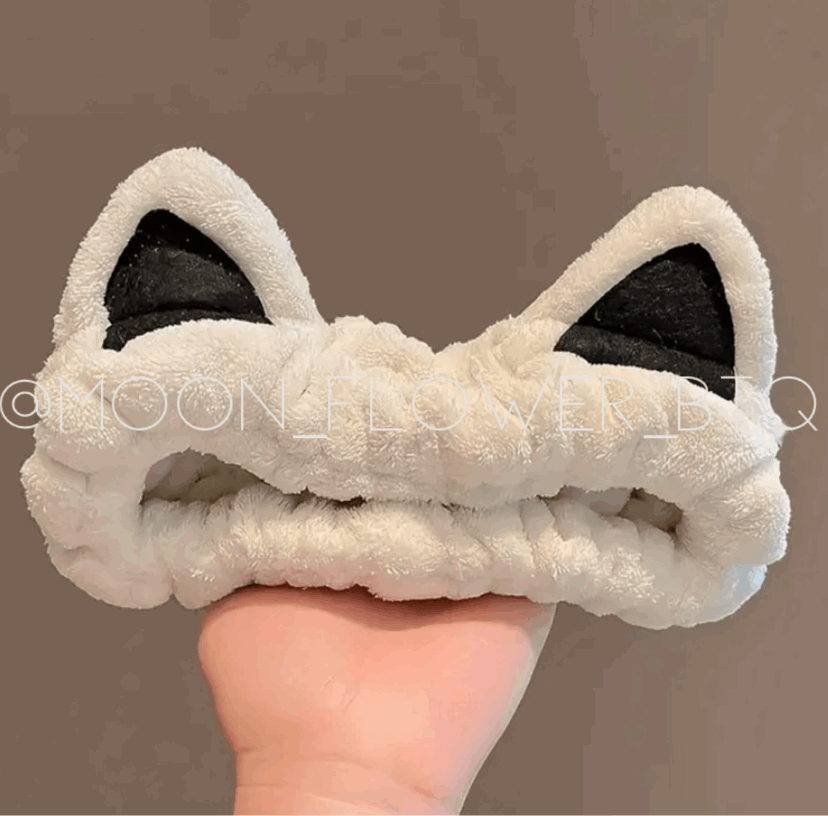 White Kitty Cat Plush Microfiber Facial Spa Headband