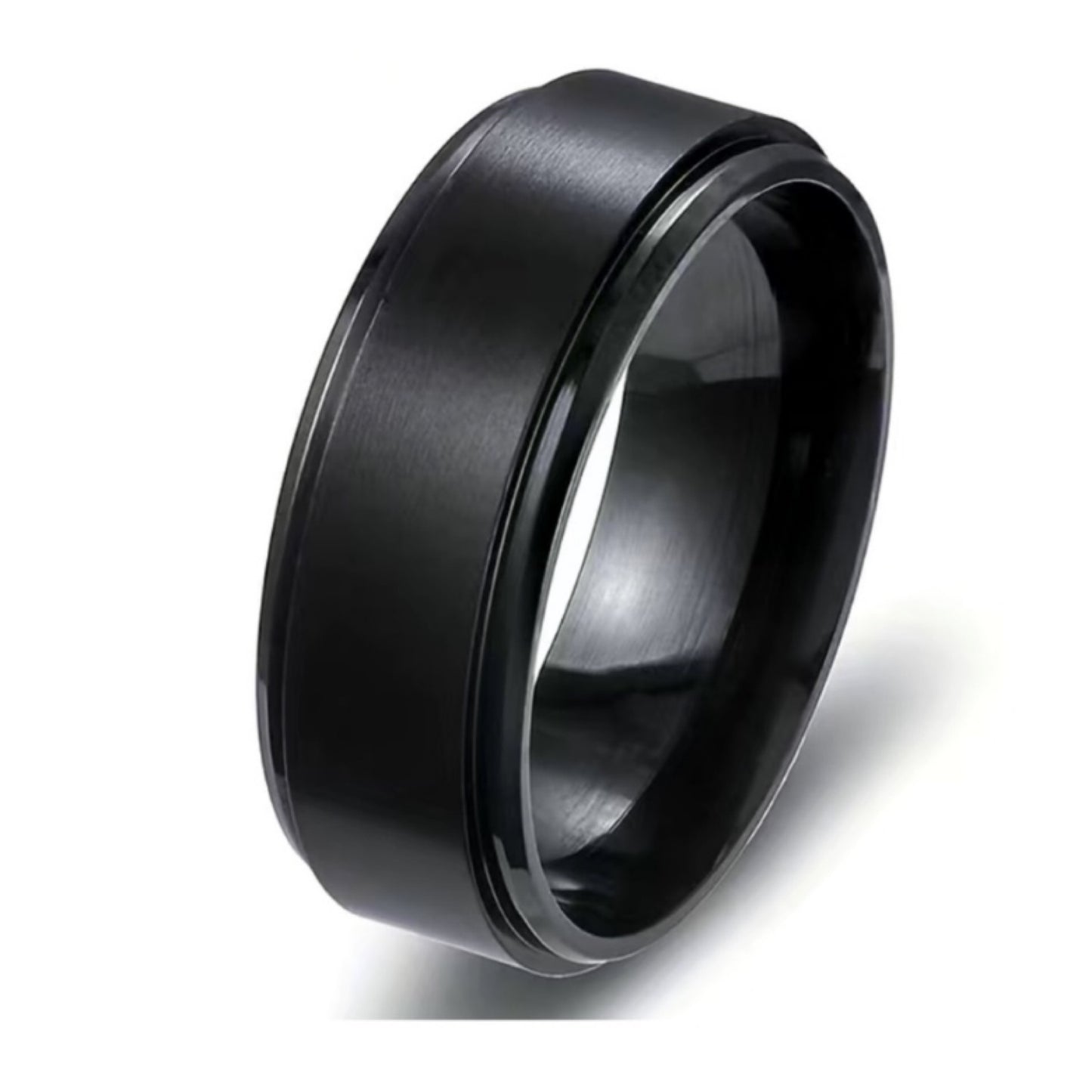 Black Stainless Steel Anxiety Fidget Spinner Ring