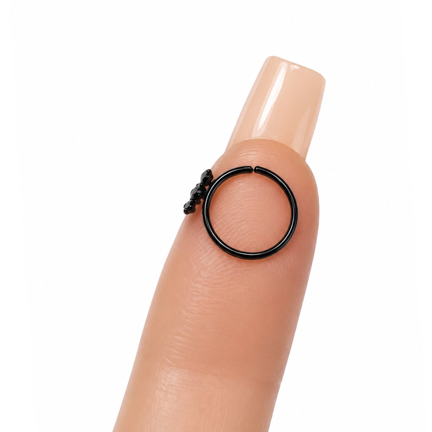 Black CZ Flower Fixed Hoop Nose Ring