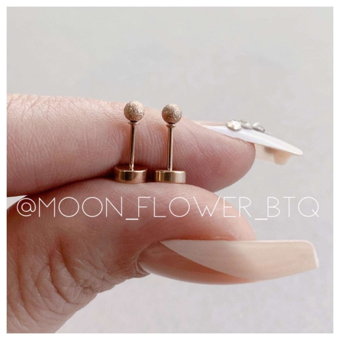 Tiny Rose Gold Textured Ball Flat Back Earrings