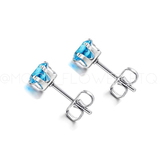 Turquoise CZ Stud Earrings