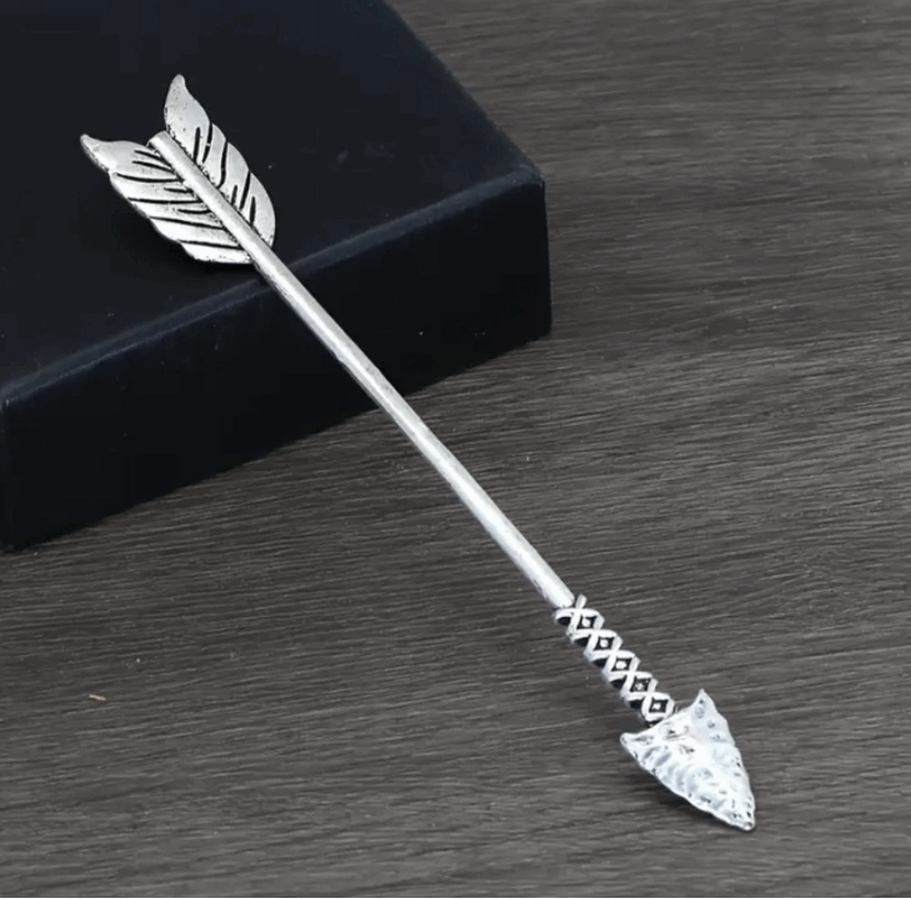 Silver Boho Antique Style Arrow Hair Pin