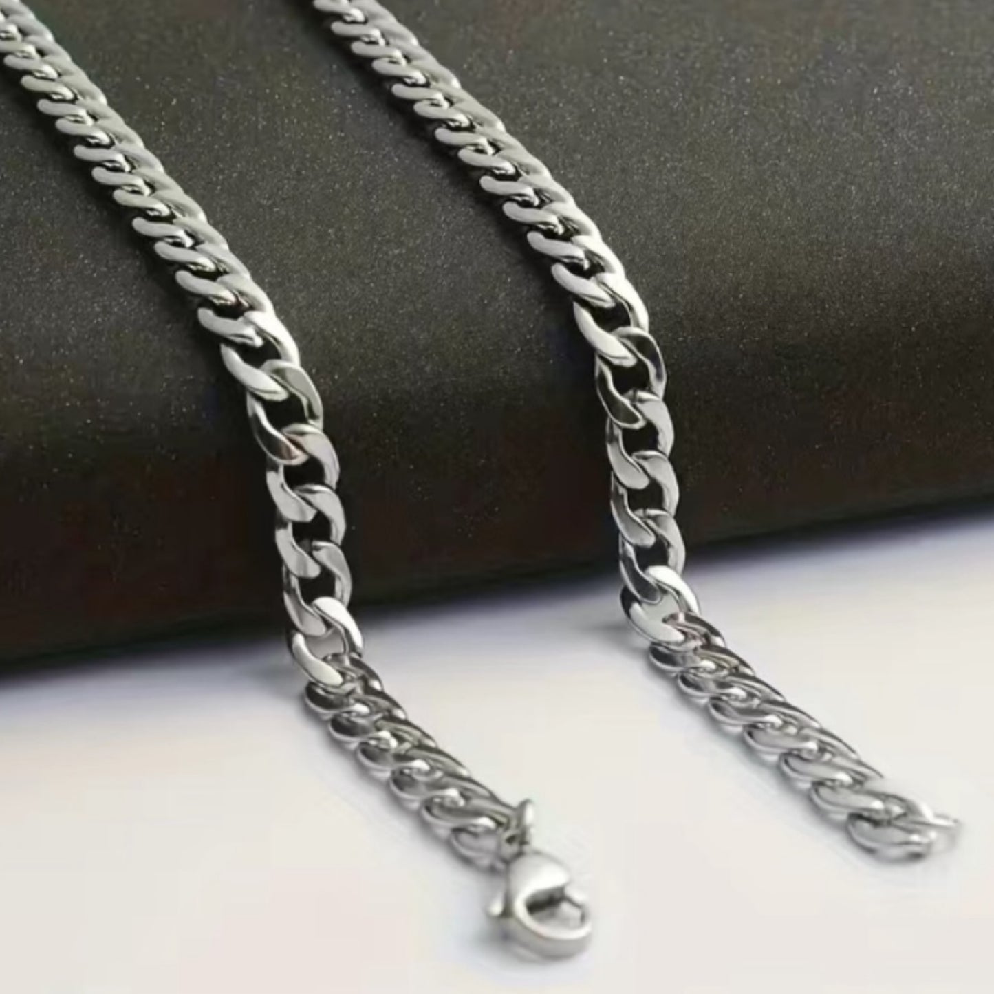 Stainless Steel Cuban Chain Hip Hop Style Necklace and Bracelet Set