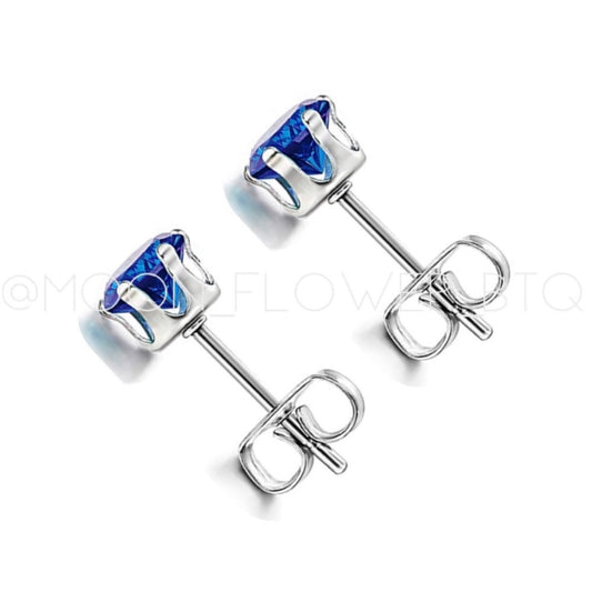Blue CZ Stud Earrings