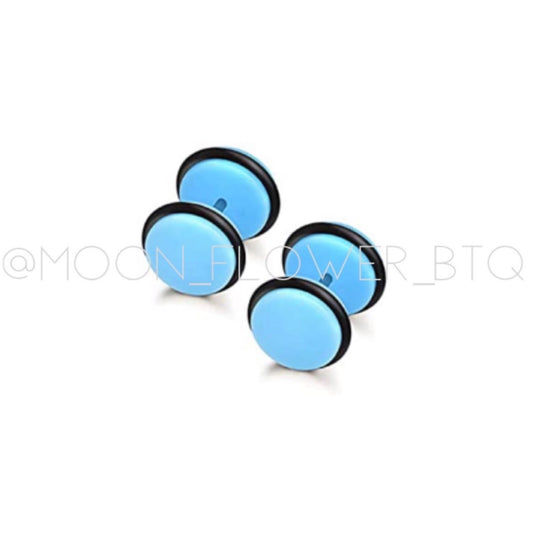 Blue Acrylic Flat Barbell Earrings