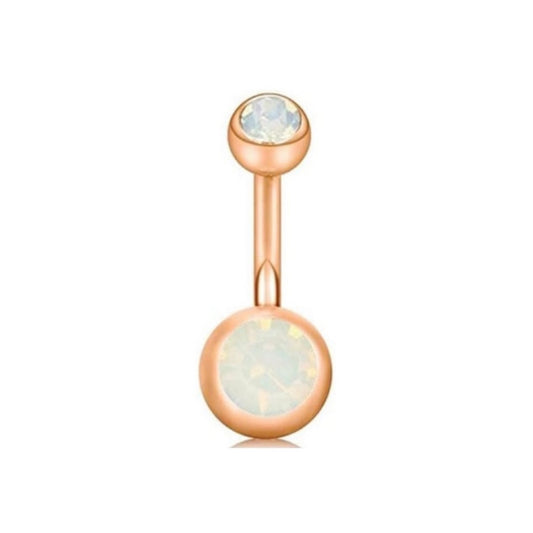 Rose Gold Opal Navel Belly Button Ring