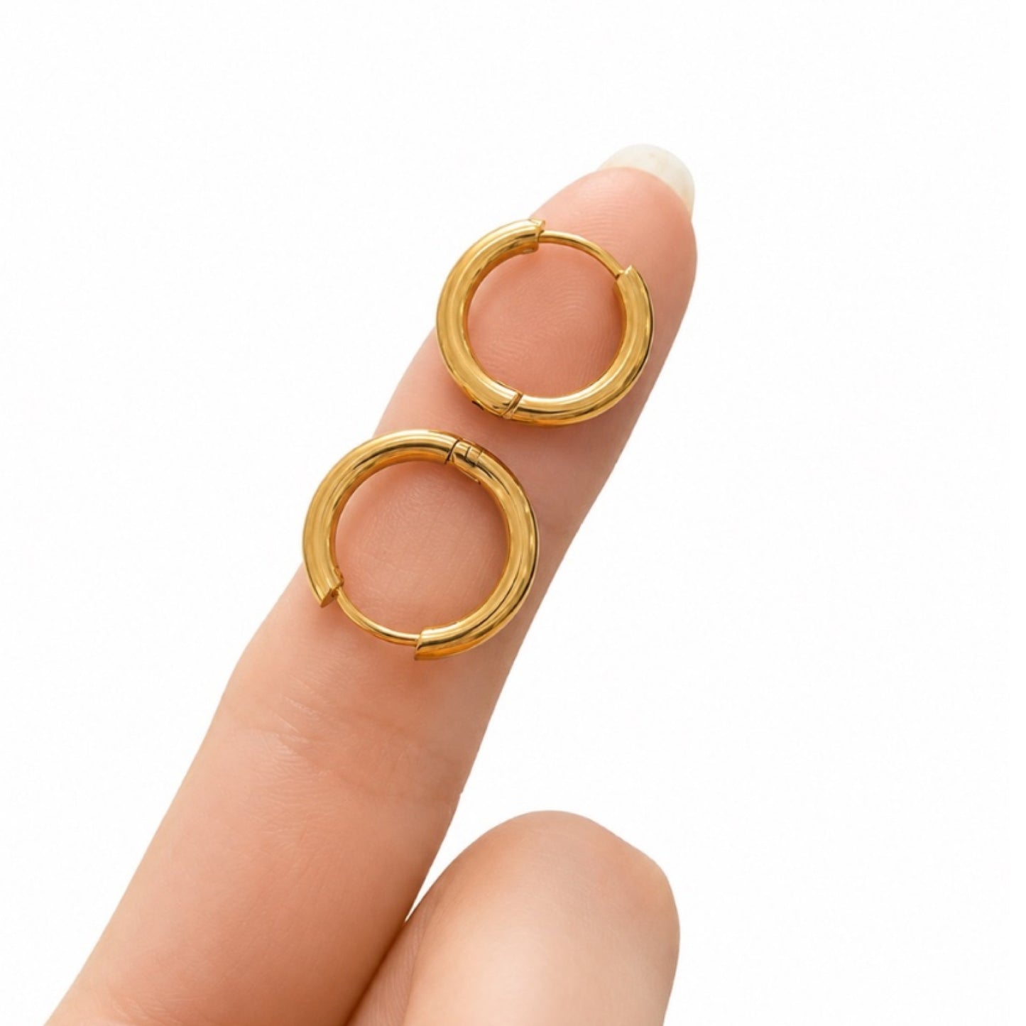 Gold Hinged Huggie Hoop Earrings 12mm