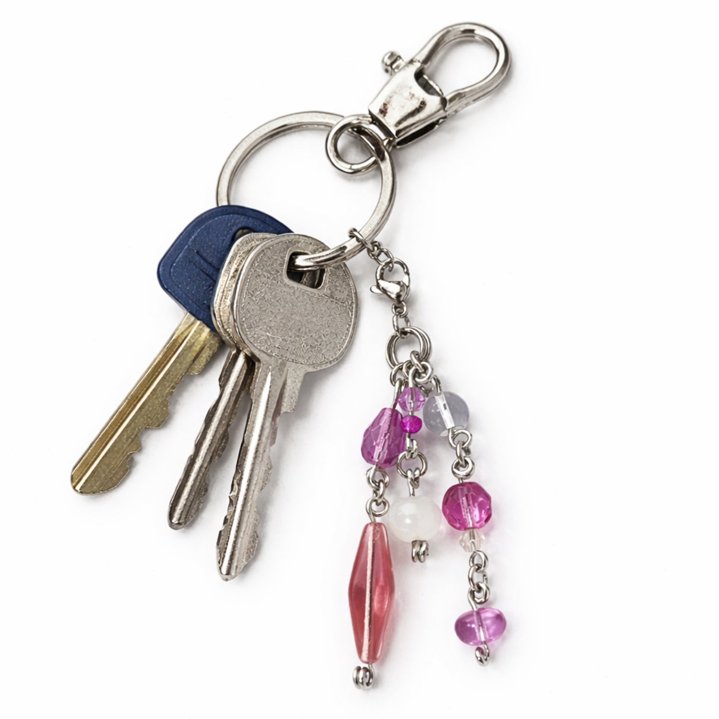 Purple Beaded Charm Keychain Bag Charm Zipper Pull
