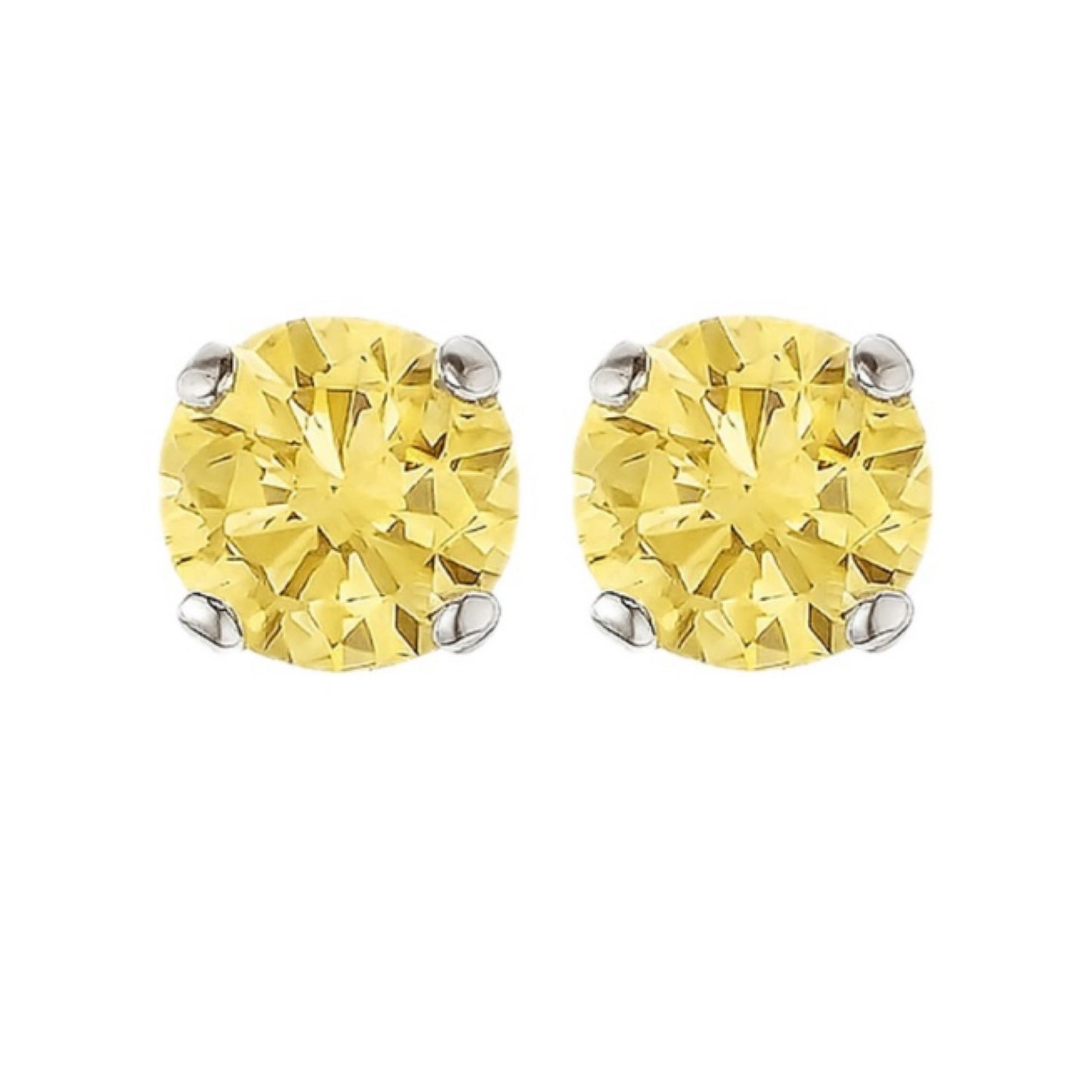 Yellow CZ Stainless Steel Stud Earrings