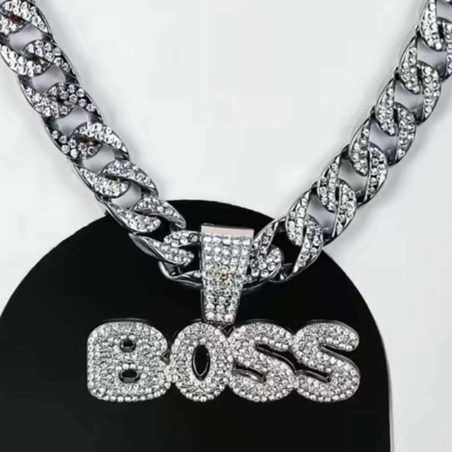 Iced Out Bling BOSS Cuban Chain Hip Hop Style Necklace