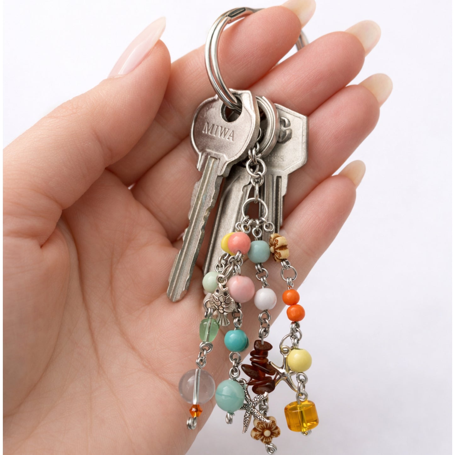 Starfish Fish Floral Charm | Colorful Beaded Bag Charm Zipper Pull