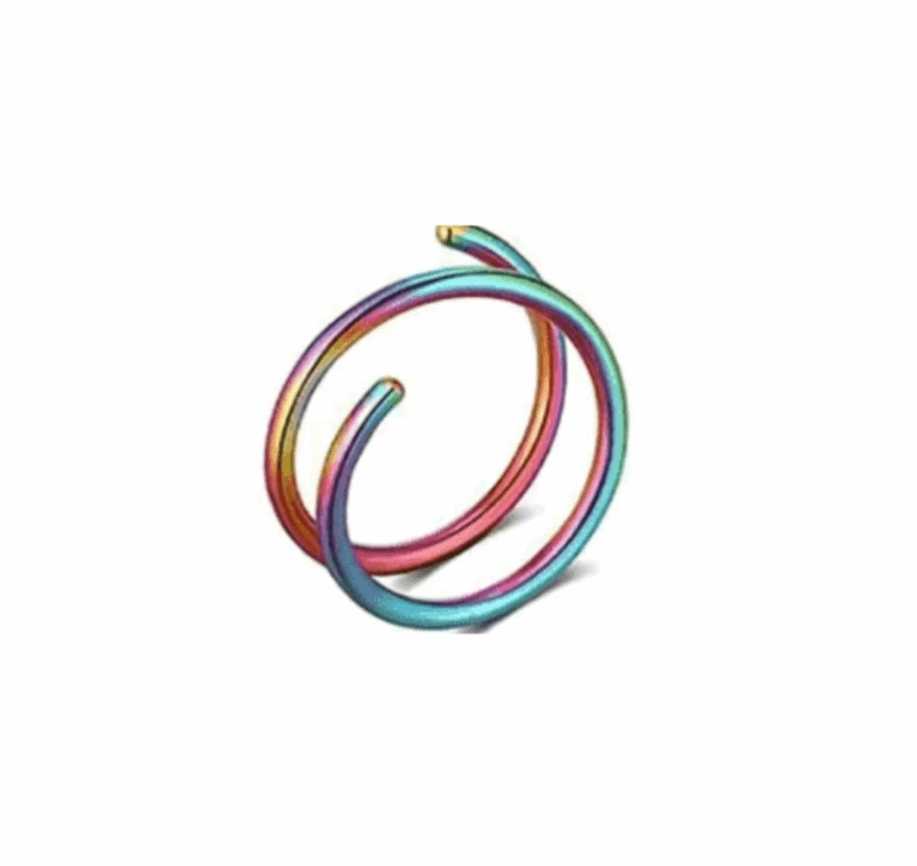 Rainbow Double Hoop Nose Ring for Single Piercing