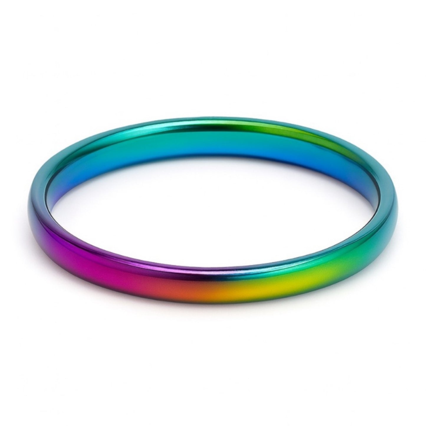 Rainbow Stainless Steel Band Ring | 2mm Anodized Multicolor Jewelry
