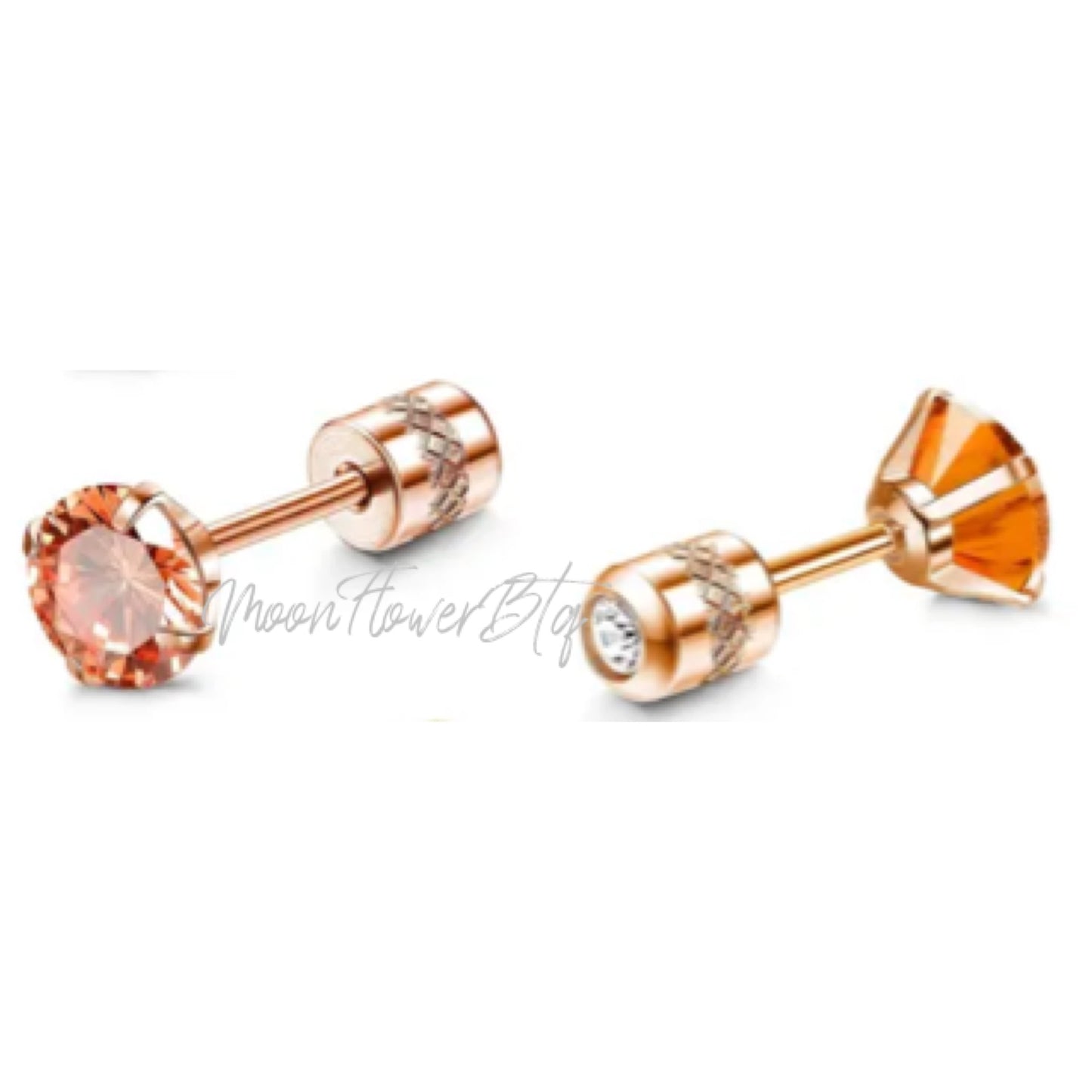 18k Rose Gold CZ Double Ended Earrings