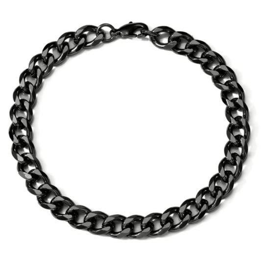 Black Stainless Steel Cuban Chain Hip Hop Style Bracelet