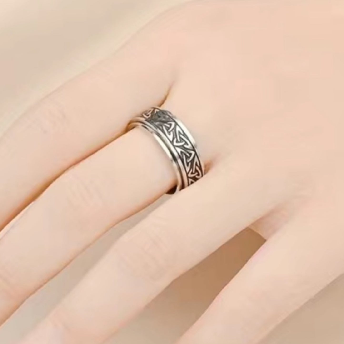 Silver Celtic Knot Anxiety Fidget Spinner Ring