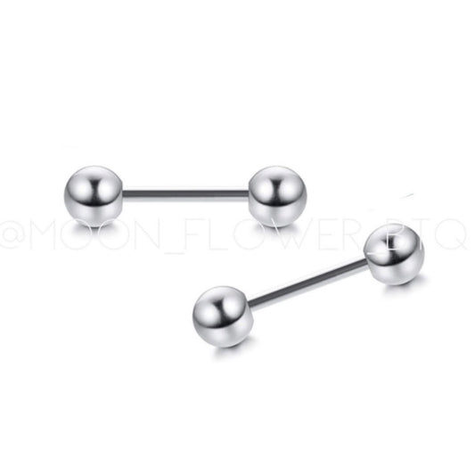 Tiny Silver Barbell Earrings 3mm