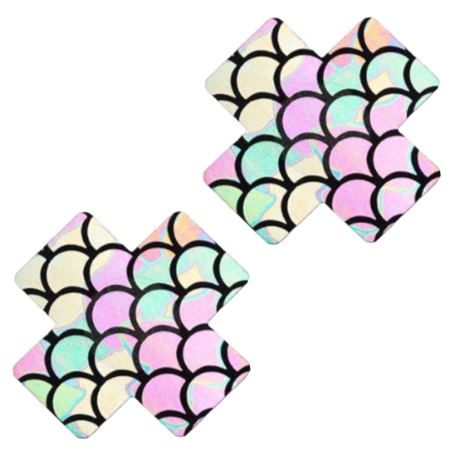 Holographic Mermaid Scale X Shaped Breast Petal Pasties