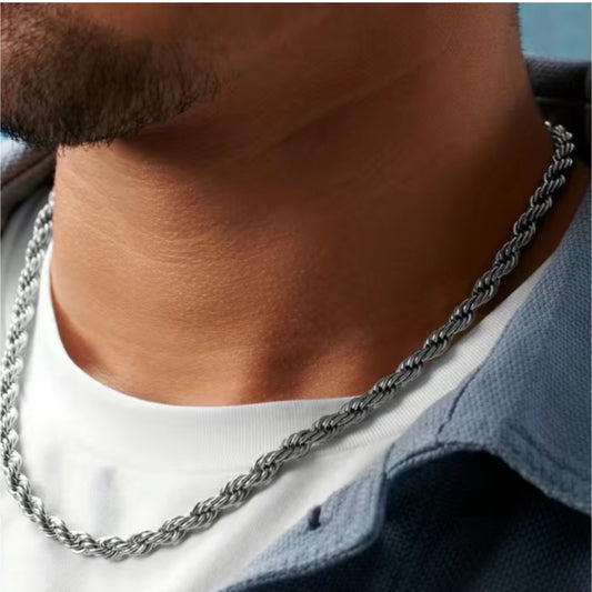 Thick Stainless Steel Rope Chain Style Necklace