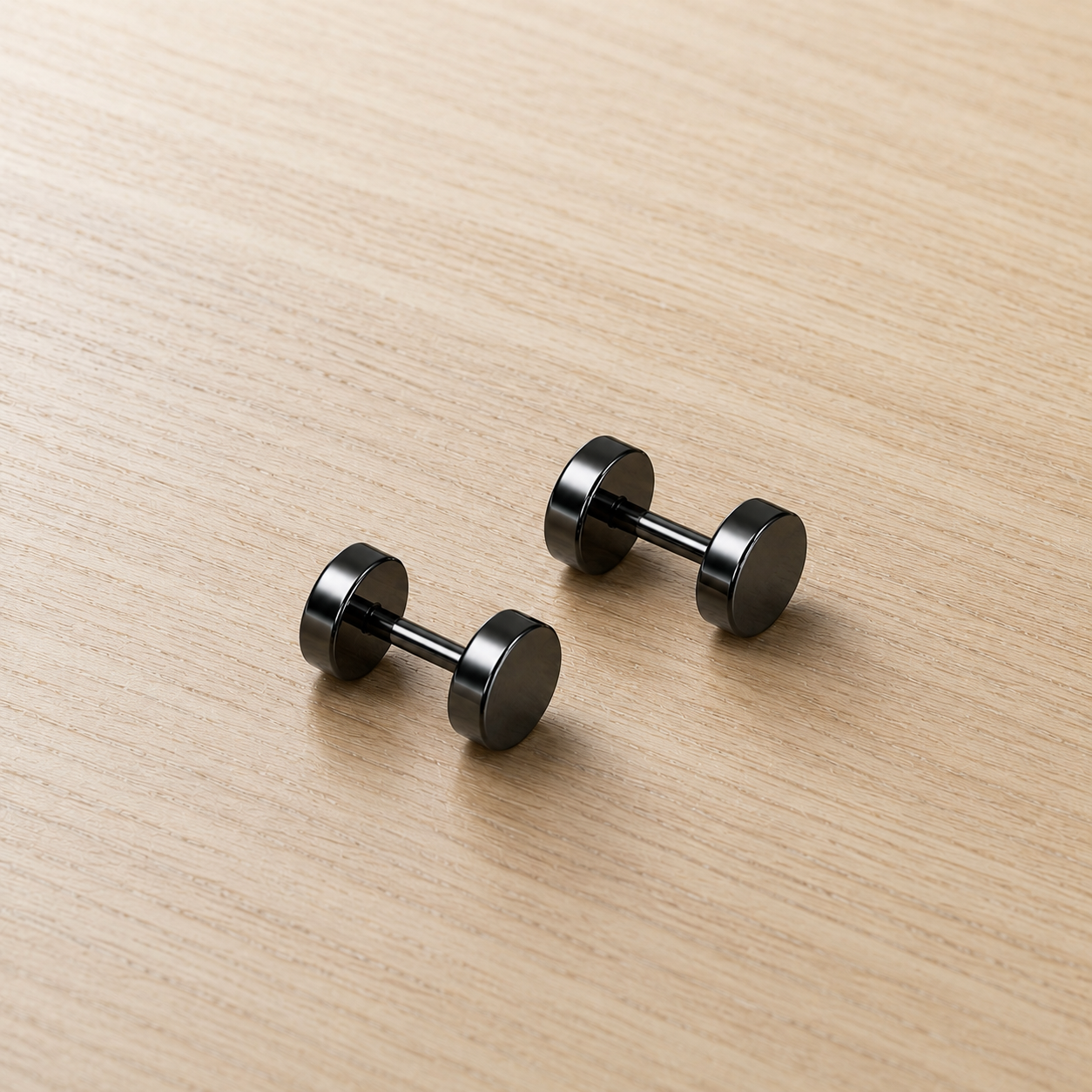 Black Faux Gauge Fake Plugs Stud Earrings – 18G 5mm