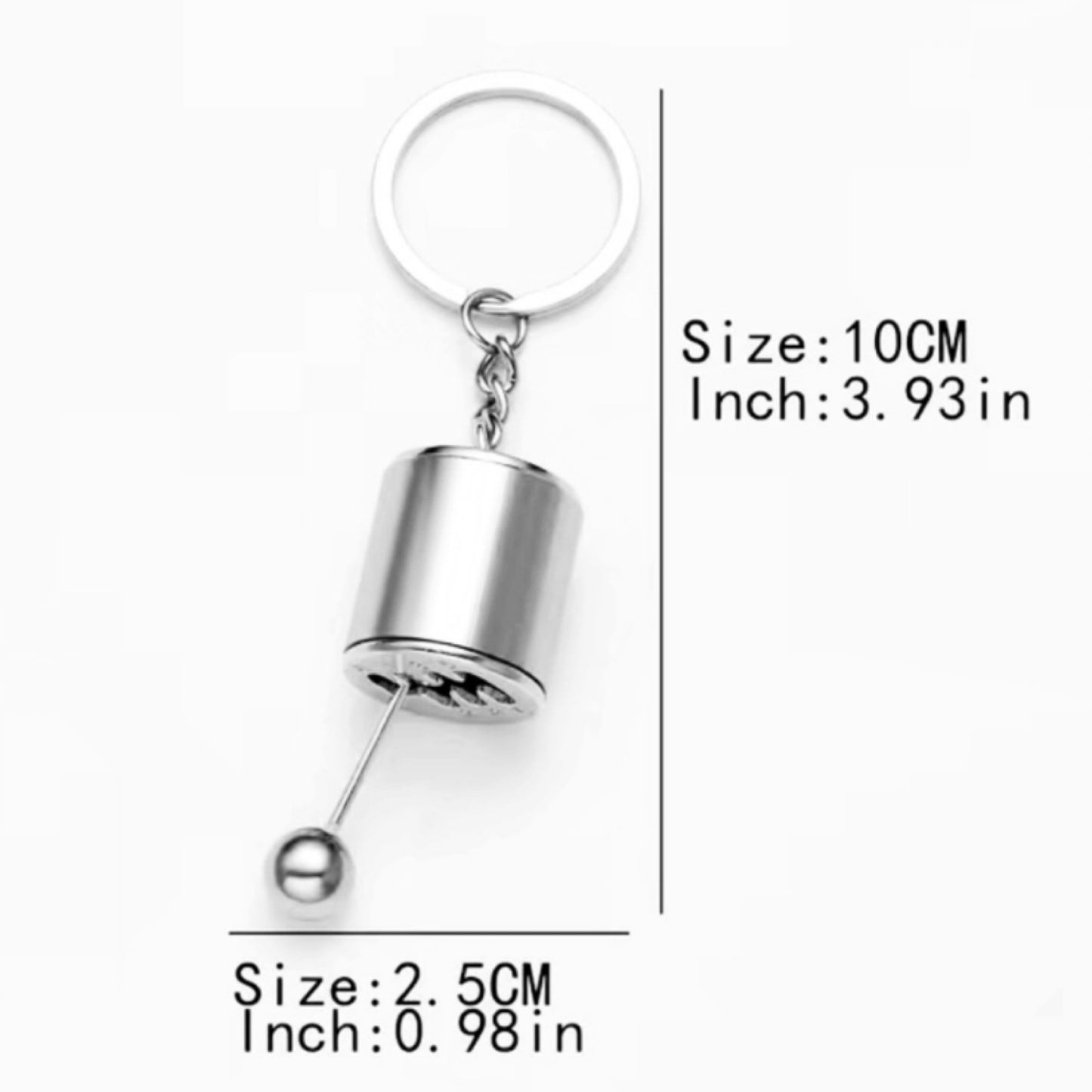Black Gear Shifter Keychain - Moving Car Key Ring Manual Style