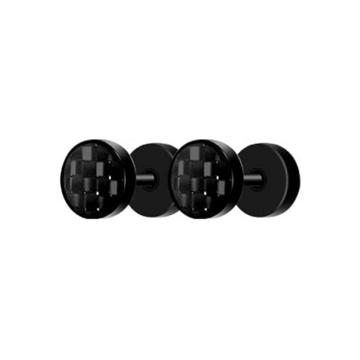 Black Carbon Fiber Flat Barbell Earrings
