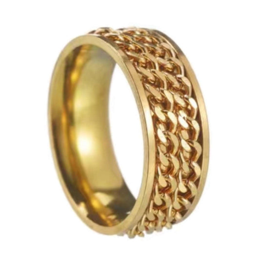Gold Double Chain Anxiety Fidget Spinner Ring