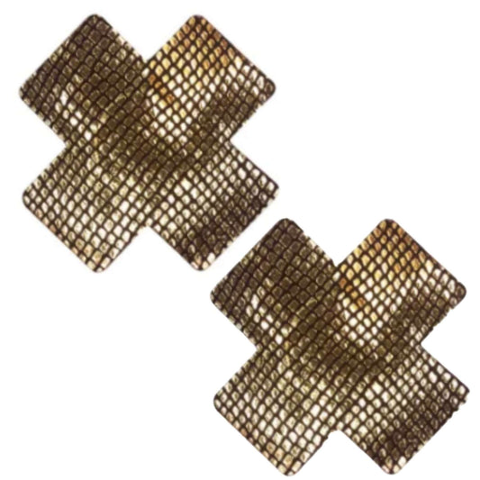 Gold Fishnet X Shaped Breast Petal Pasties