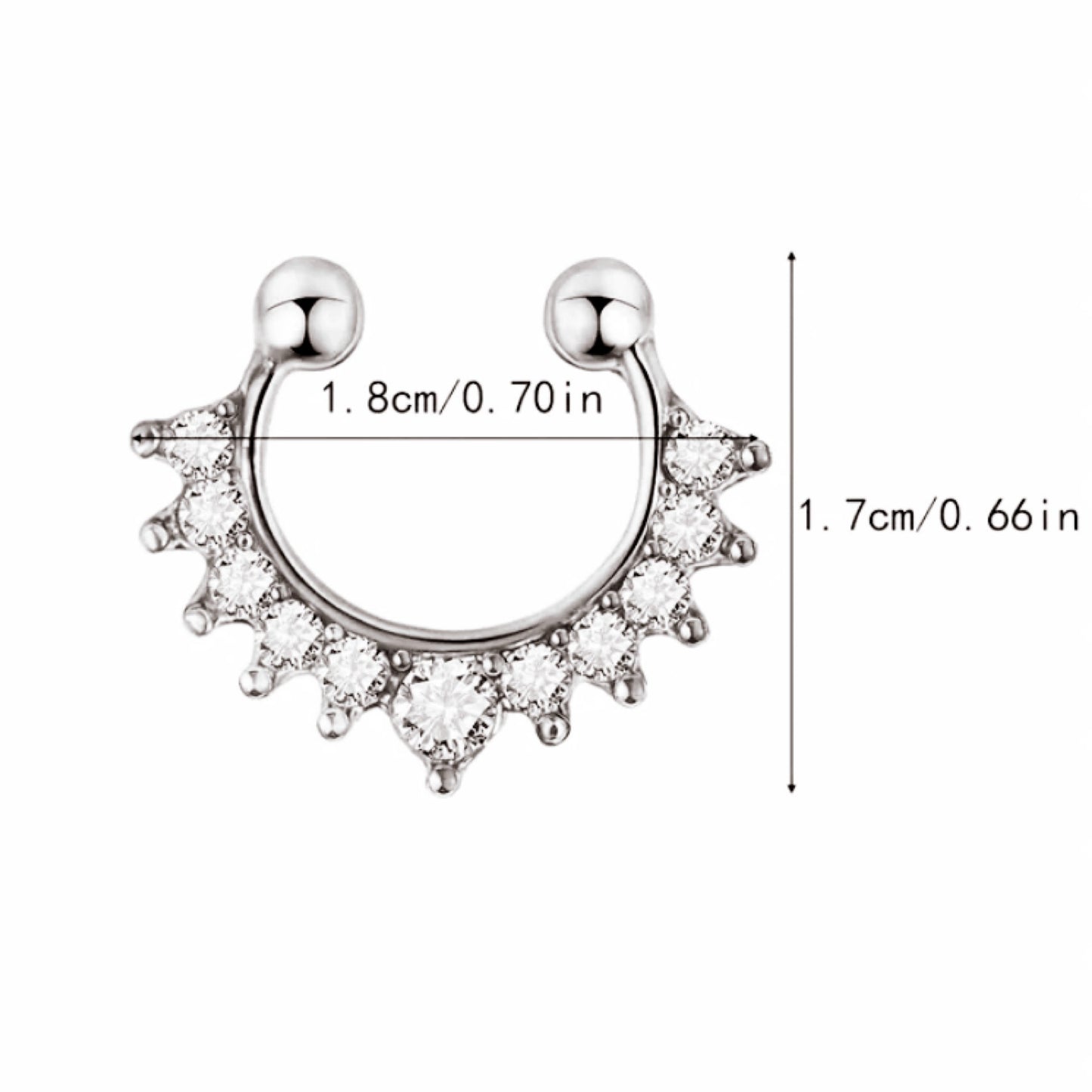 Gold CZ Clip-On Septum Ring – Non-Piercing Faux Nose Jewelry