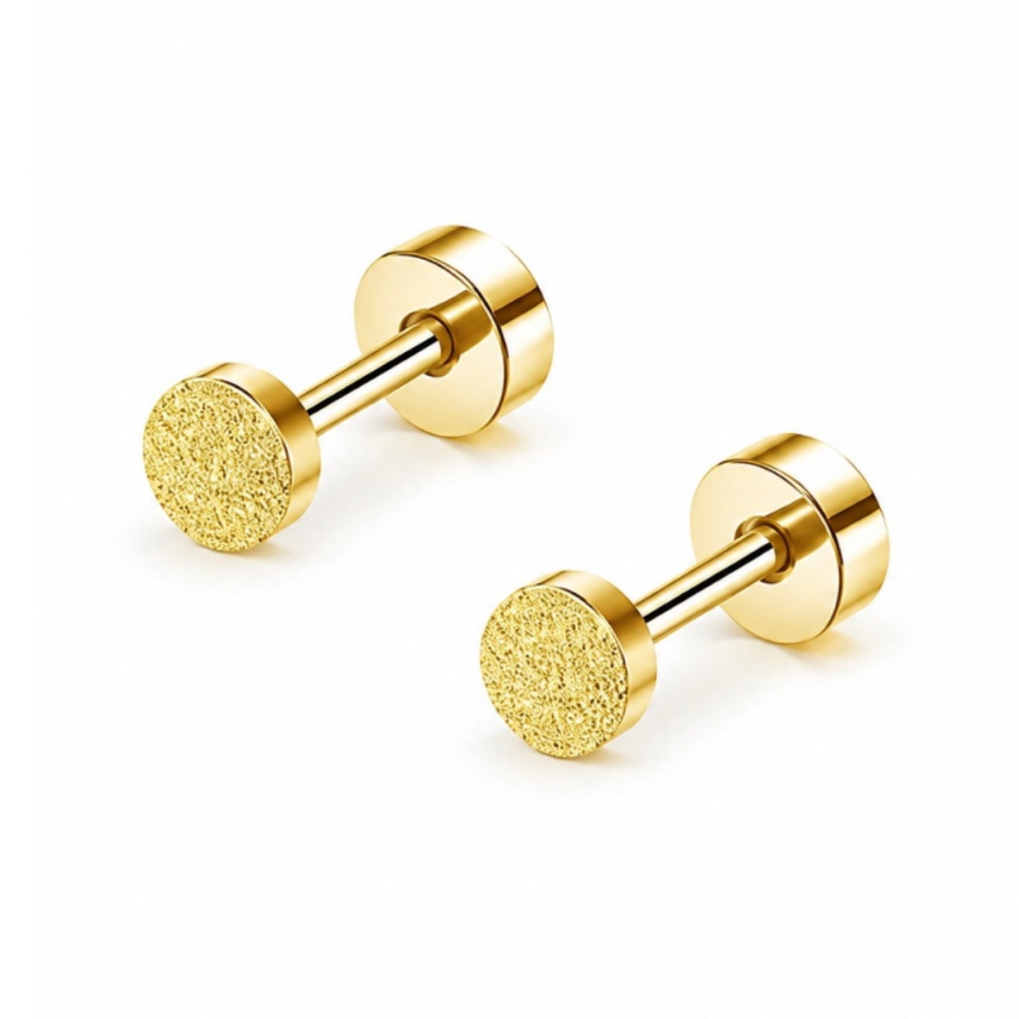 Tiny Gold Textured Dot Flat Back Stud Earrings